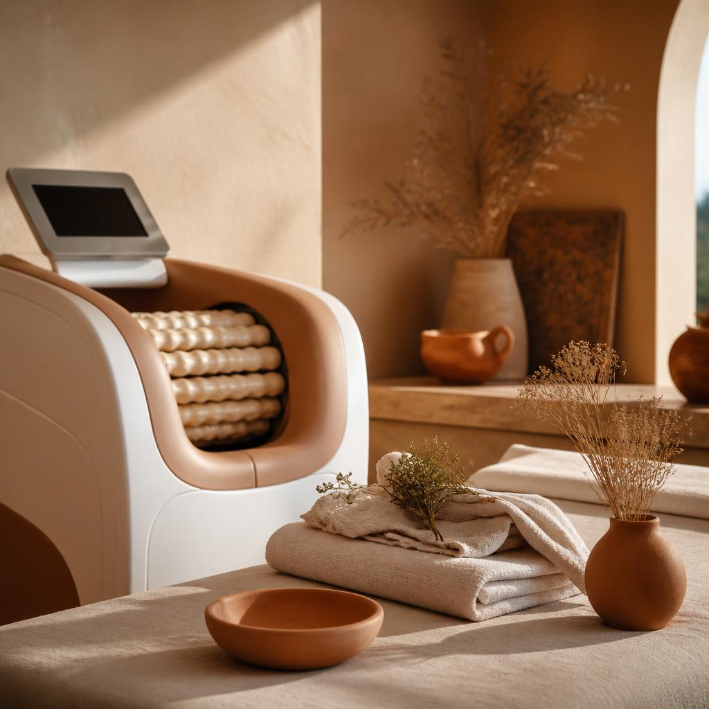 Máquina de roll shaper en un ambiente de spa mediterráneo
